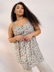 أخضر - Yours Curve Shirred Back Frill Camisole - صورة 1 من 6