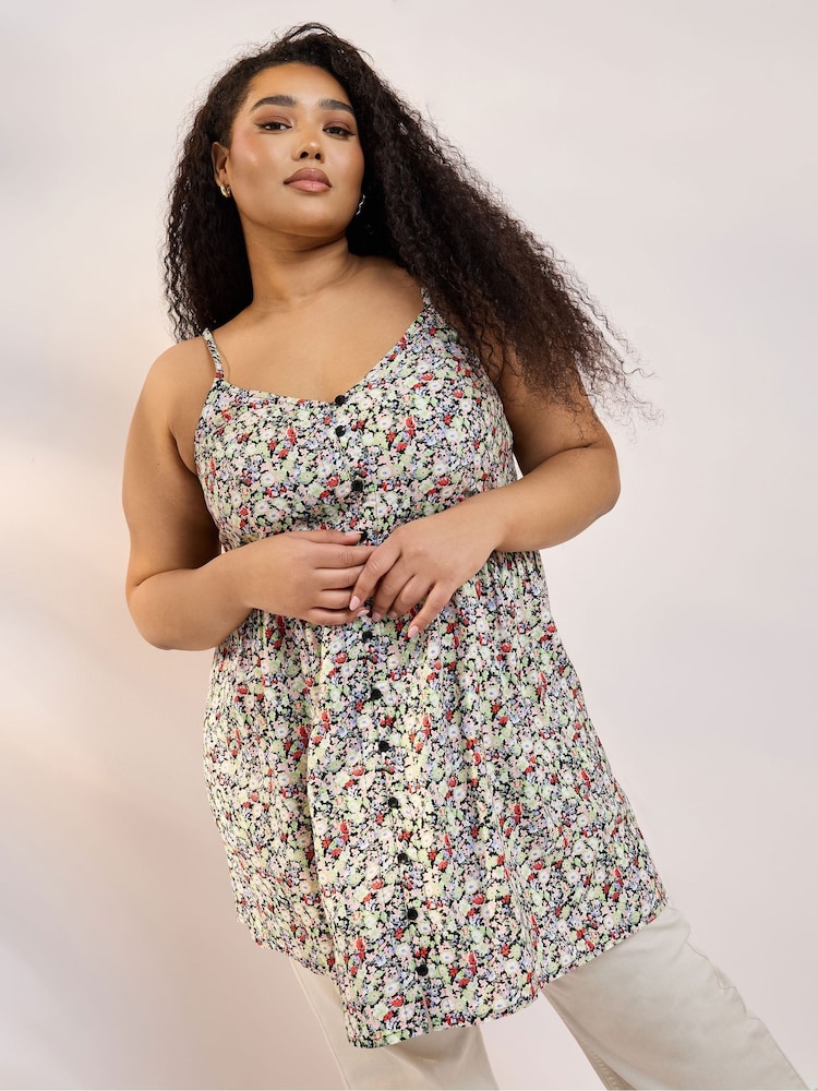 أخضر - Yours Curve Shirred Back Frill Camisole - صورة 1 من 6 أخضر - Yours Curve Shirred Back Frill Camisole - صورة 1 من 6