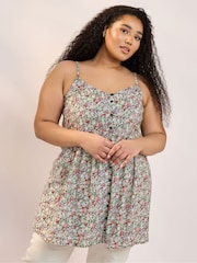 أخضر - Yours Curve Shirred Back Frill Camisole - صورة 4 من 6