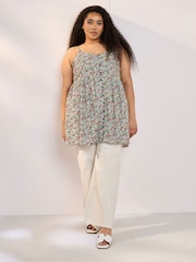أخضر - Yours Curve Shirred Back Frill Camisole - صورة 5 من 6
