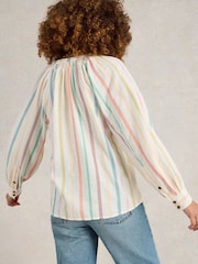 White Stuff Natural Gilly Stripe Jaquard 100% Organic Cotton Top - Image 3 of 6