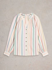 White Stuff Natural Gilly Stripe Jaquard 100% Organic Cotton Top - Image 5 of 6