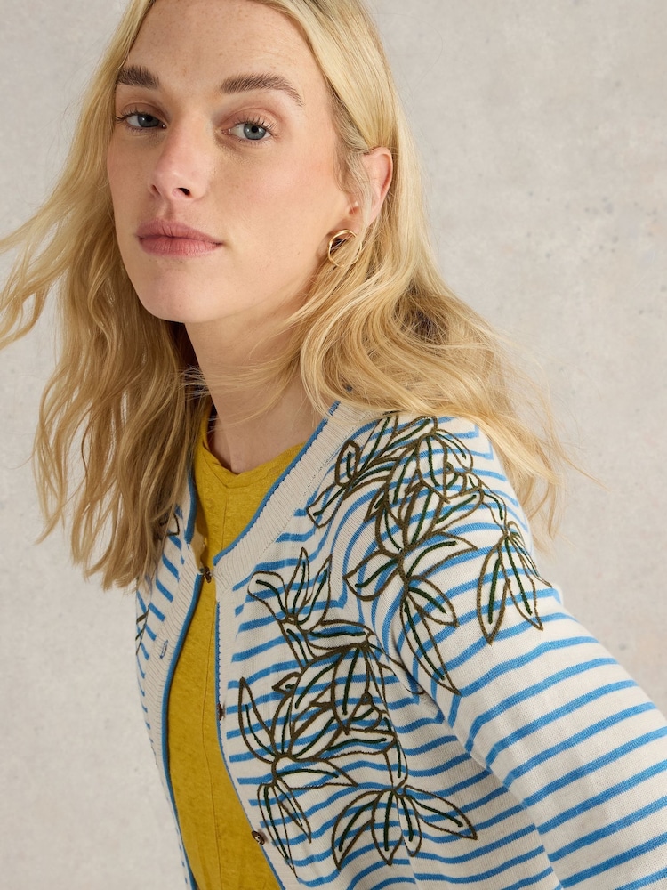 White Stuff White Lulu Embroidered Cardigan - Image 4 of 6