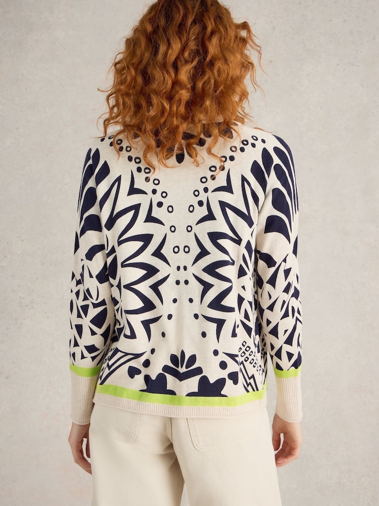 White Stuff White 100% Organic Cotton Lulu Printed Cardigan - Image 2 of 6