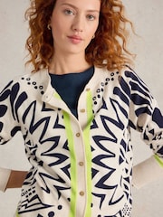 White Stuff White 100% Organic Cotton Lulu Printed Cardigan - Image 3 of 6