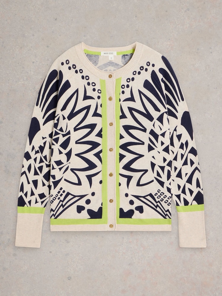 White Stuff White 100% Organic Cotton Lulu Printed Cardigan - Image 5 of 6