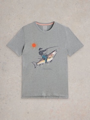White Stuff Blue Abersoch Fish Graphic T-Shirt - Image 5 of 6