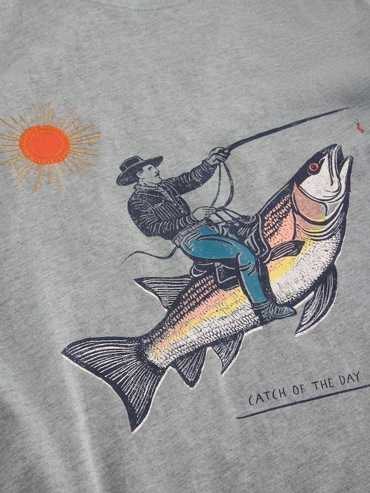 White Stuff Blue Abersoch Fish Graphic T-Shirt - Image 6 of 6
