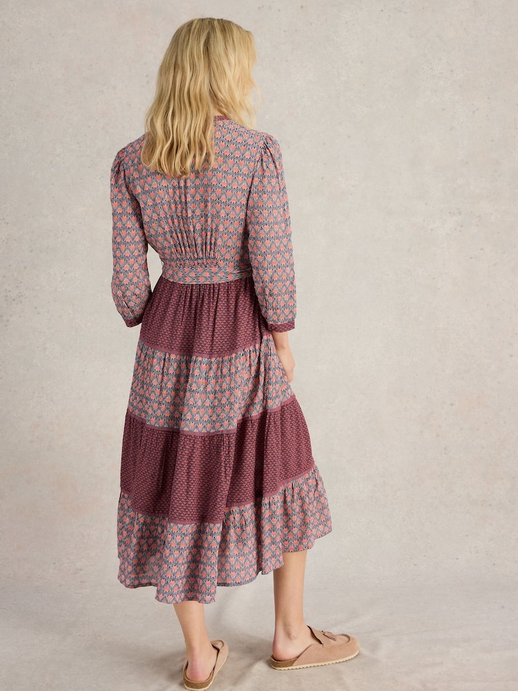 White Stuff Blue Mabel Mixed Print Dress - Image 3 of 7