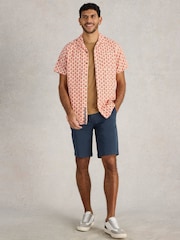 White Stuff Red 100% Cotton Hayle Fan Geo Printed Shirt - Image 1 of 6