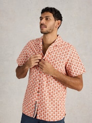 White Stuff Red 100% Cotton Hayle Fan Geo Printed Shirt - Image 3 of 6