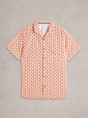 White Stuff Red 100% Cotton Hayle Fan Geo Printed Shirt - Image 5 of 6