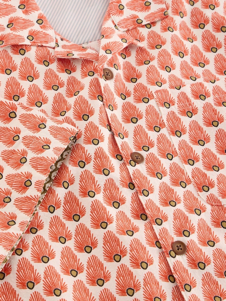 White Stuff Red 100% Cotton Hayle Fan Geo Printed Shirt - Image 6 of 6