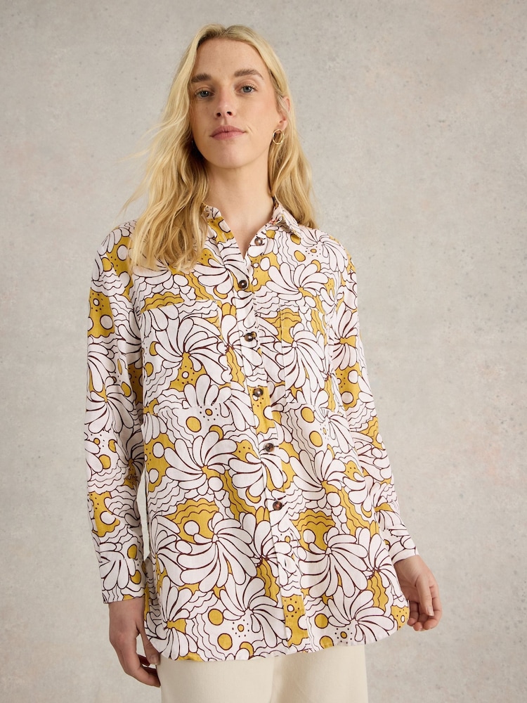 White Stuff Yellow Lydia 100% Linen Shirt - Image 1 of 6