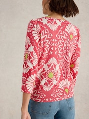 White Stuff Red 100% Organic Cotton Rose Jumper - Image 3 of 6