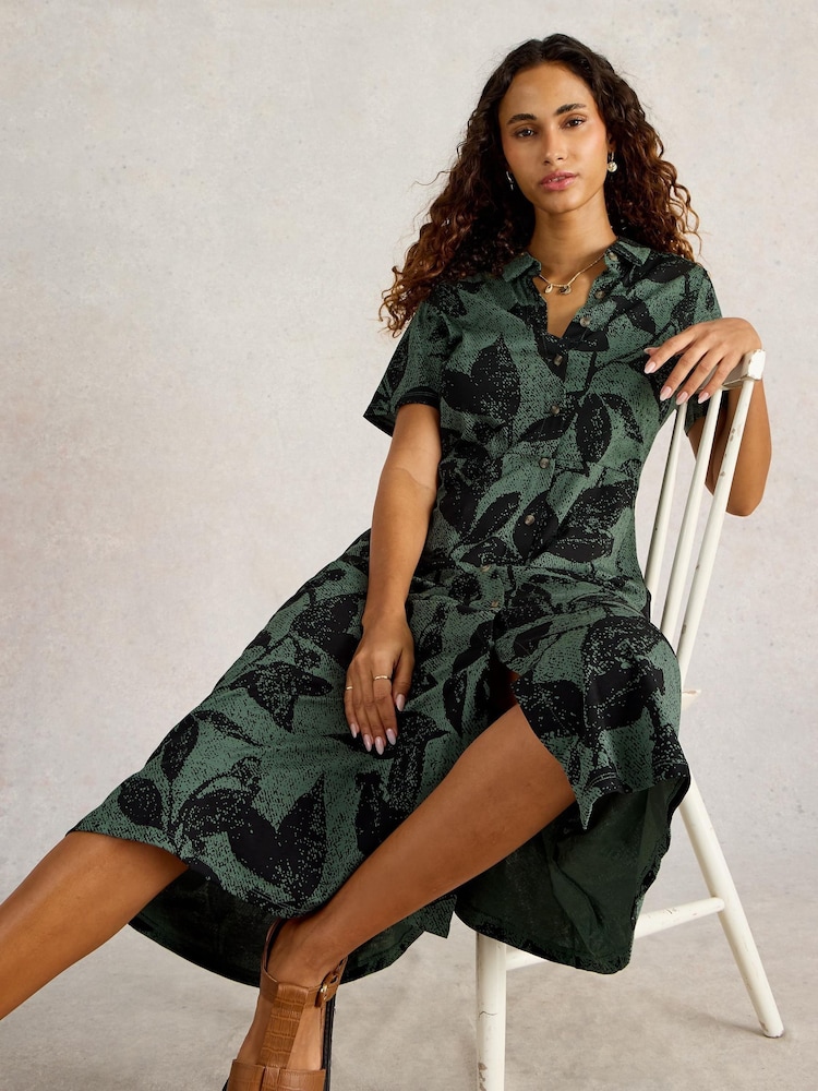 White Stuff Green Rua Jersey Shirt Dress - Image 3 of 6
