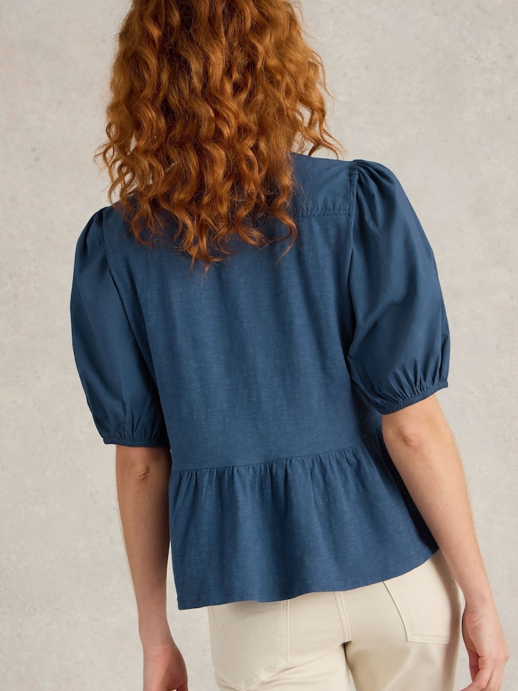 White Stuff Blue 100% Organic Cotton Gina Tie Top - Image 2 of 6