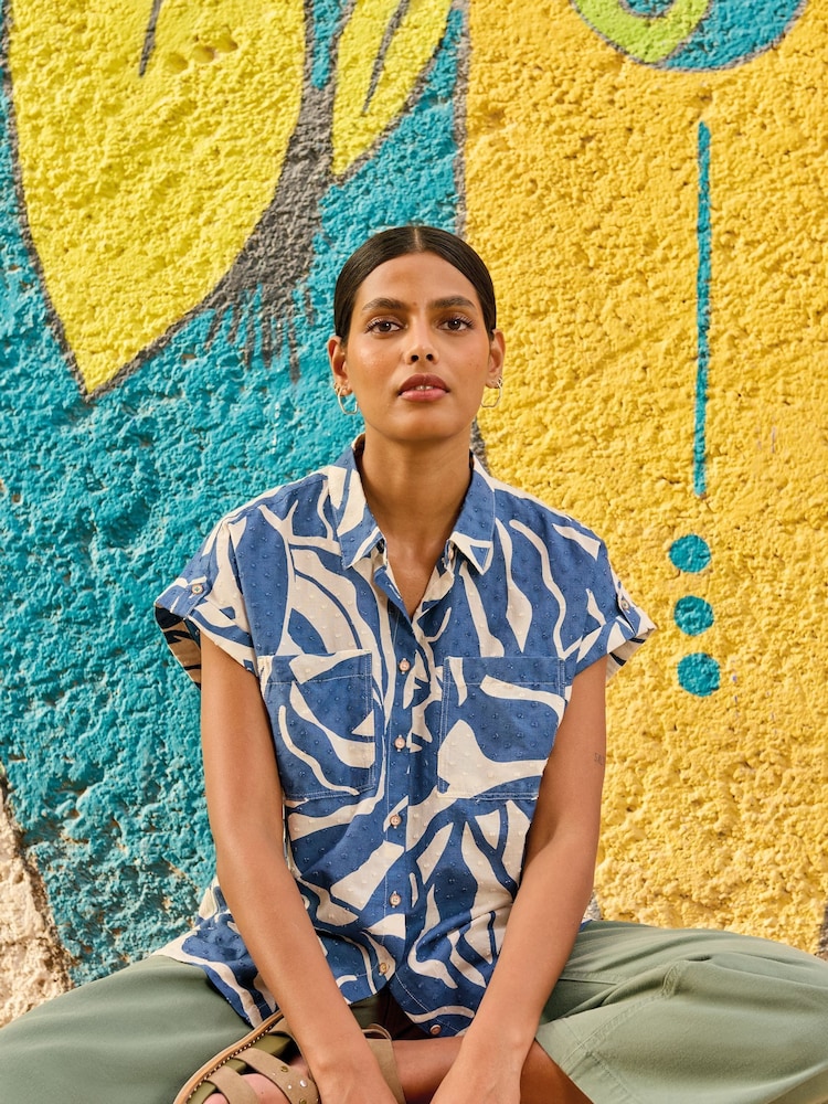 White Stuff Blue Ellie Cotton Shirt - Image 1 of 7 White Stuff Blue Ellie Cotton Shirt - Image 1 of 7