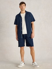 White Stuff Blue 100% Cotton Rib Short Sleeve Jersey Shirt - Image 3 of 6