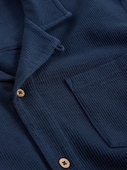 White Stuff Blue 100% Cotton Rib Short Sleeve Jersey Shirt - Image 6 of 6