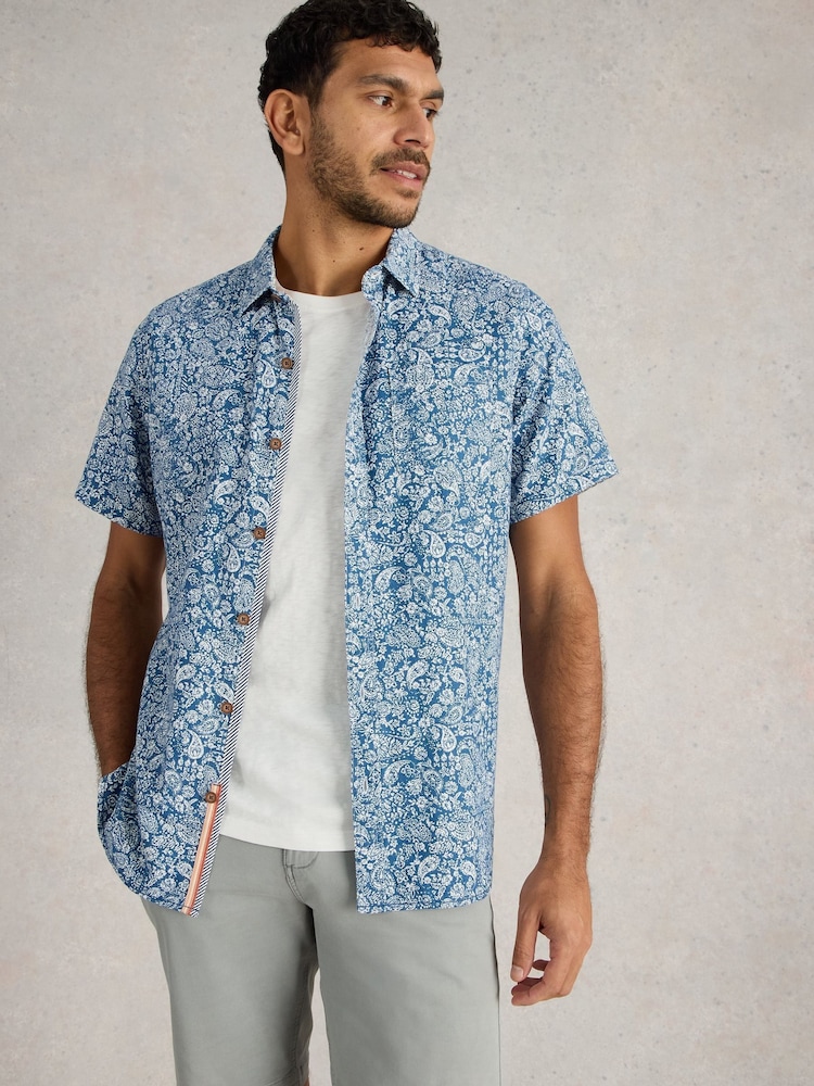 White Stuff Blue Finsbury Paisley Printed Shirt - Image 2 of 6