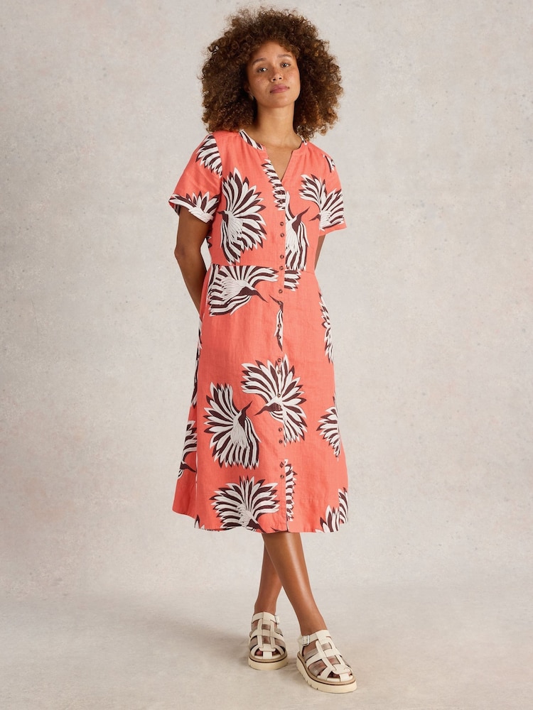 White Stuff Pink Iris 100% Linen Dress - Image 1 of 6