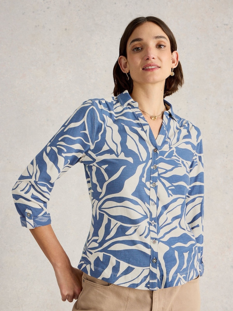 White Stuff Blue 100% Cotton Annie Jersey Shirt - Image 1 of 6 White Stuff Blue 100% Cotton Annie Jersey Shirt - Image 1 of 6
