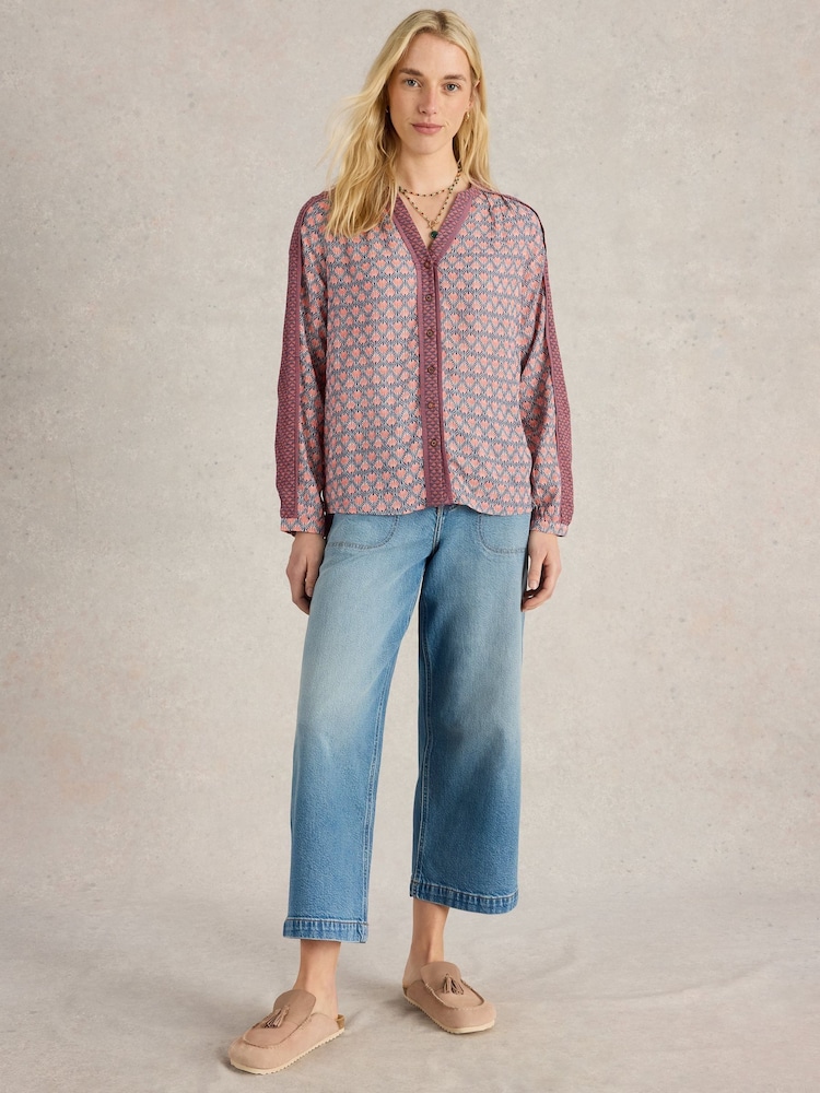 White Stuff Blue Mabel Mixed Print Shirt - Image 1 of 6