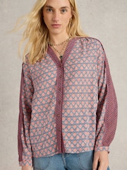 White Stuff Blue Mabel Mixed Print Shirt - Image 4 of 6