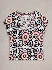 White Stuff White Iris 100% Linen T-Shirt - Image 5 of 6