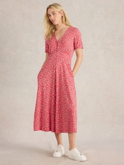 White Stuff Pink Megan Jersey Dress - Image 1 of 6