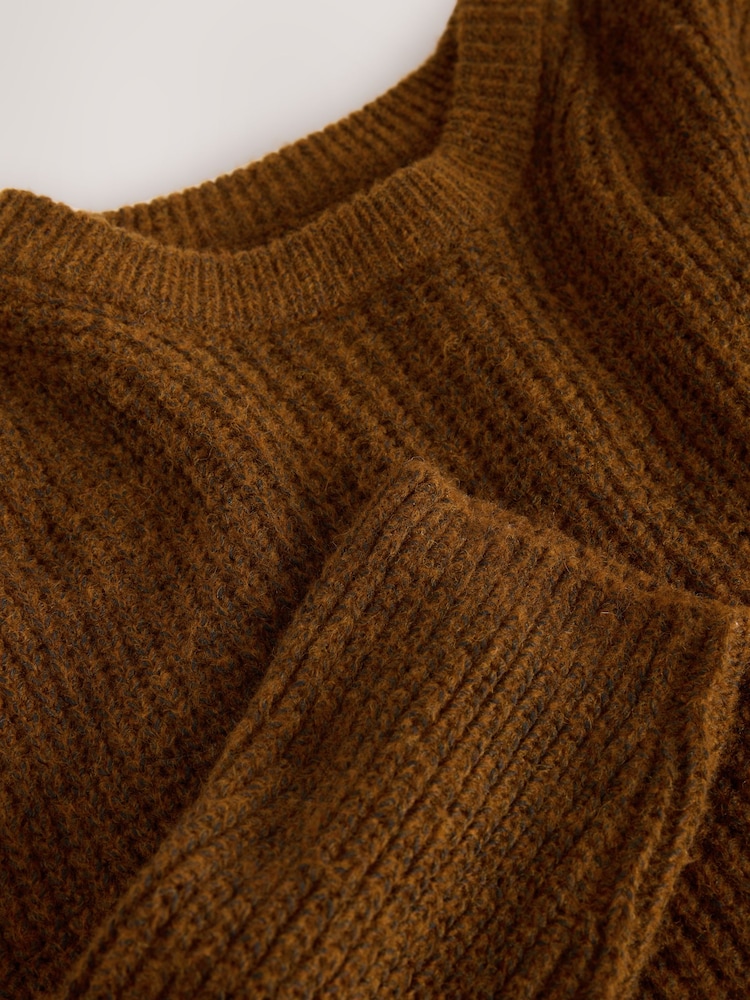 Ochre Yellow Relaxed Fit Rib Crew Neck Jumper with Wool - Image 8 of 8 Ochre Yellow Relaxed Fit Rib Crew Neck Jumper with Wool - Image 8 of 8