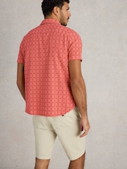 White Stuff Pink 100% Organic Cotton Short Sleeve Overdye Check Shirt - Image 2 of 6