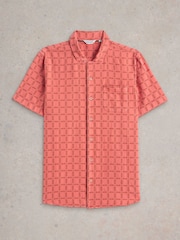 White Stuff Pink 100% Organic Cotton Short Sleeve Overdye Check Shirt - Image 5 of 6