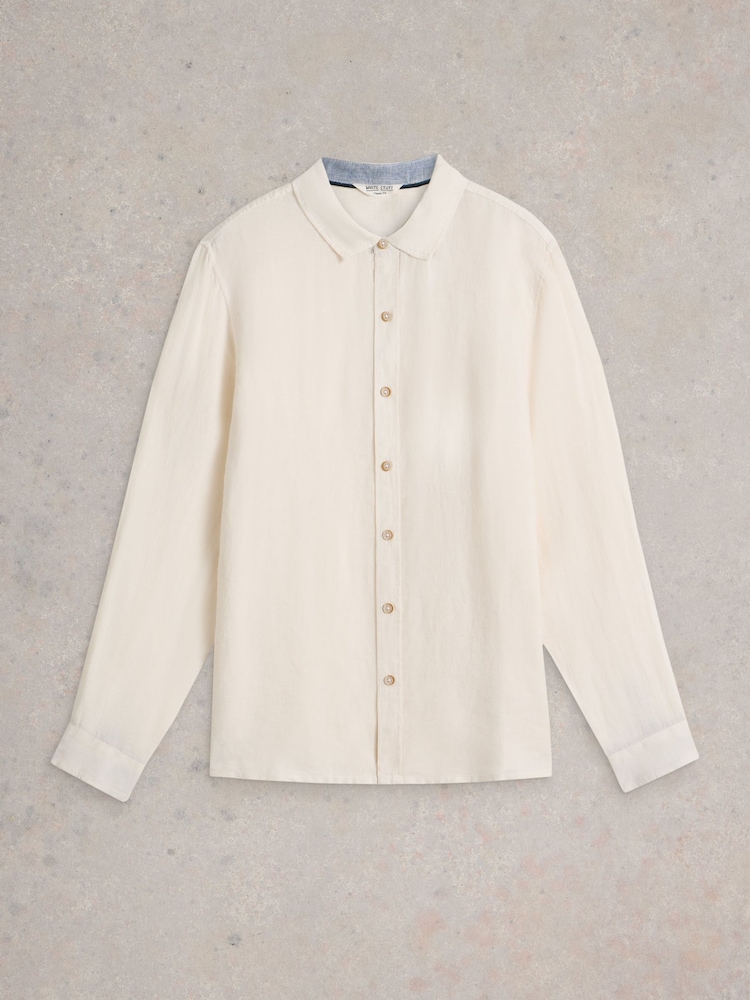 White Stuff White Keswick Long Sleeve 100% Linen Shirt - Image 5 of 6