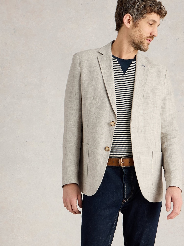 White Stuff Grey 100% Linen Blazer - Image 2 of 6