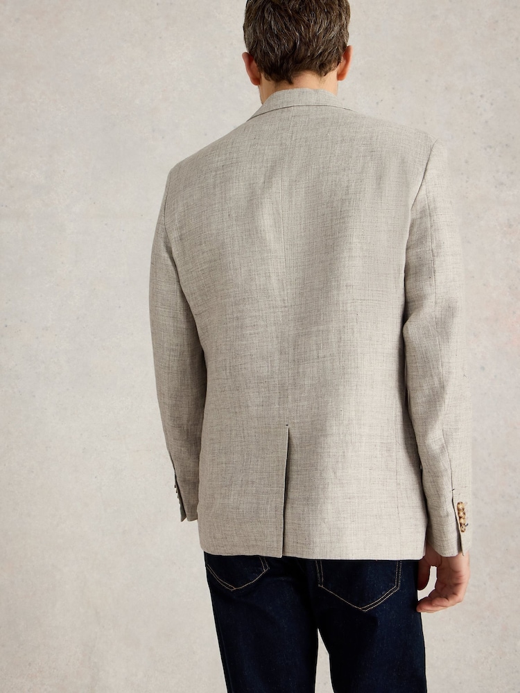 White Stuff Grey 100% Linen Blazer - Image 3 of 6