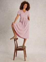 White Stuff Red Leah Jersey Dress - Image 4 of 6