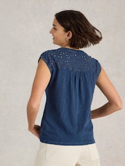 White Stuff Blue 100% Organic Cotton Dina Tank - Image 2 of 6