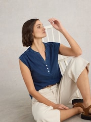 White Stuff Blue 100% Organic Cotton Dina Tank - Image 3 of 6