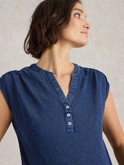White Stuff Blue 100% Organic Cotton Dina Tank - Image 4 of 6