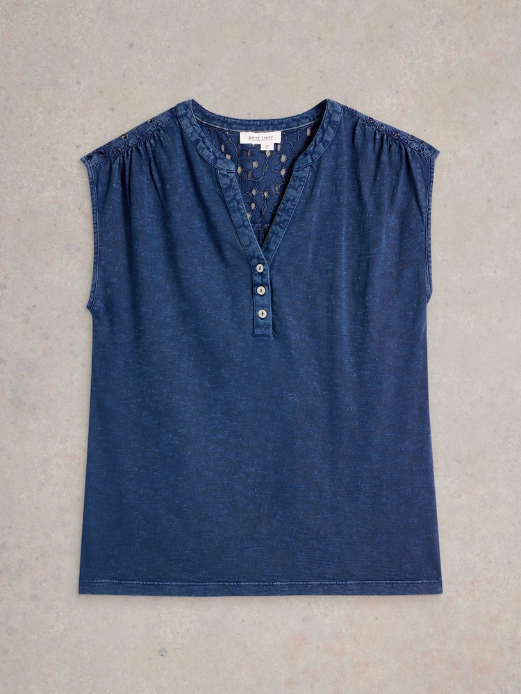 White Stuff Blue 100% Organic Cotton Dina Tank - Image 5 of 6