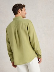 White Stuff Green Keswick Long Sleeve 100% Linen Shirt - Image 2 of 6
