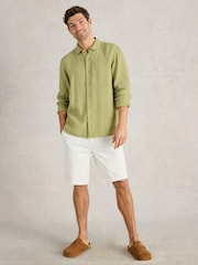 White Stuff Green Keswick Long Sleeve 100% Linen Shirt - Image 3 of 6