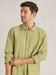 White Stuff Green Keswick Long Sleeve 100% Linen Shirt - Image 4 of 6