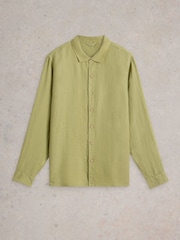 White Stuff Green Keswick Long Sleeve 100% Linen Shirt - Image 5 of 6