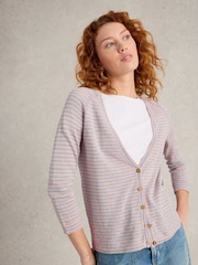 White Stuff Naria Stripe Linen Blend Cardigan - Slika 1 iz 6