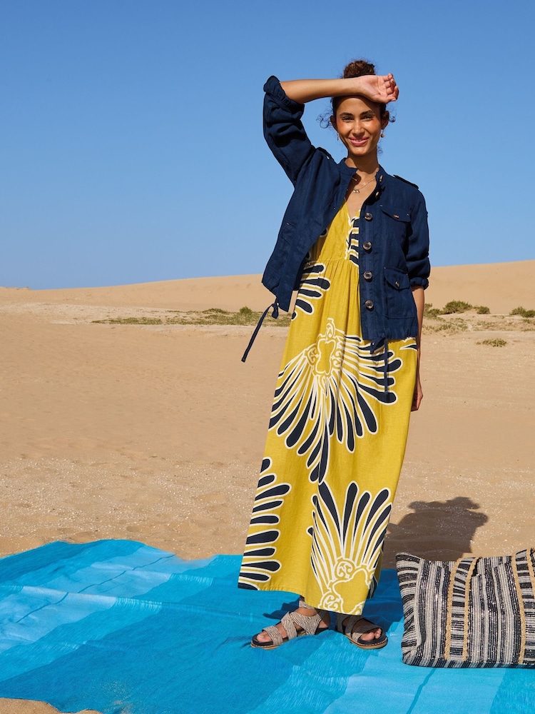 White Stuff Yellow Lorna Linen Blend Maxi Dress - Image 1 of 8