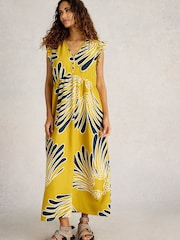 White Stuff Yellow Lorna Linen Blend Maxi Dress - Image 3 of 8