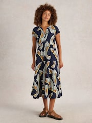 White Stuff Blue 100% Cotton Tabitha Jersey Midi Dress - Image 1 of 6